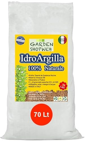 IDROARGILLA GSW™ ARGILLA per Idroponica, aeroponica, acquaponica speciale argilla espansa ideale per la coltivazione di orticole, frutticole e floricole fuori suolo (70 LITRI SACCO)