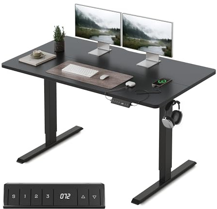 FEZIBO Bureau Assis Debout 120×60 cm avec Ports de Charge USB-C&USB-A