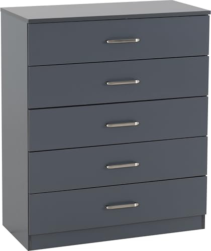 Seconique Dakota 5 Drawer Chest in Dark Grey