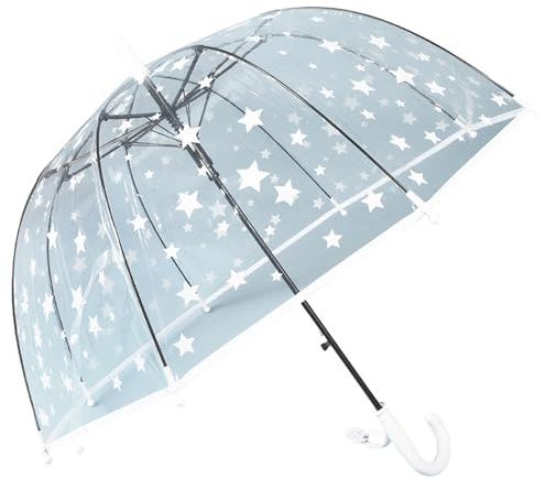 Meichoon Paraguas Transparente para Niños con Vista Clara Estilo Fresco y Lindos Motivos con Dosel para Bodas Ligero para Niñas y Niños Pequeños Diseño de Estrella