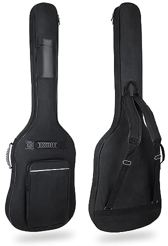HOHIYO Étui pour Guitare Basse Housse de Transport pour Guitare Basse 0,38 Pouce imperméable Rembourrage épais Sac à Dos Sac Souple pour Guitare Basse électrique (Bass Guitar Bag-White Line)