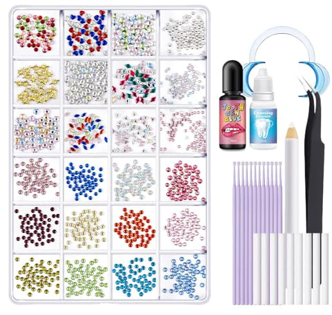 Cristalli Per Denti - Cristalli Per Arte Dentale, Gioielli Temporanei Per Denti | Set Di Fissaggio Cosmetico Per La Copertura Di Crepe, Colla Per Decorazioni Artistiche Per Denti, Kit Di Accessori Per