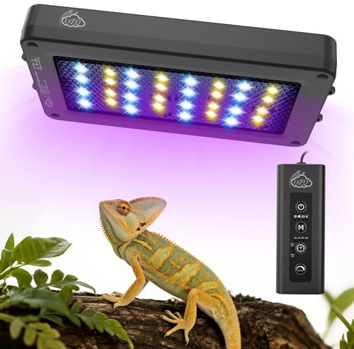 QZQ UVB Light for Reptiles, 24W LED UVA UVB Reptile Lamp with Dimming and 4 Lighting Modes, New Mode 24/7 Timer, Adjustable Brightness, LED Light for Bearded Dragon, Gecko, Tortoise, Lizard