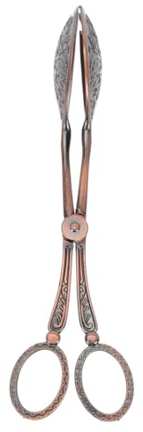 VICASKY Vintage Bread Clamp Multi-function Food Clip round Head Red Antique Copper Finish, Baking and Grilling Kitchen Tong for Bread, Cake, and Buffet Use, 1pcs
