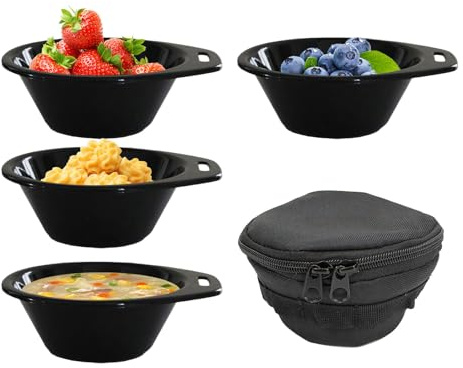 Bol de Viaje | Recipientes apilables con de almacenamiento,Juego de 4 Cuencos Portátiles - para Picnic, Cocina, Hogar, Comida, Cena, Barbacoa, Playa, Acampada, Excursiones