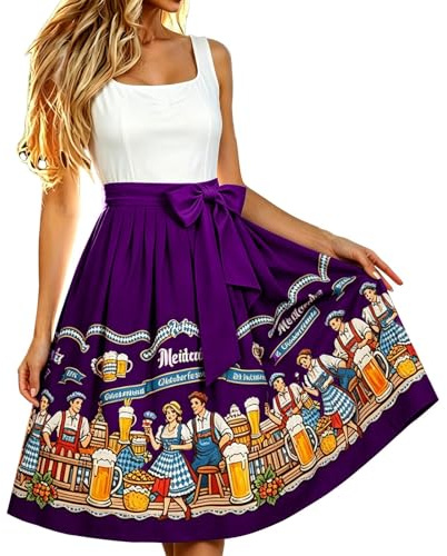 Dirndl förkläde enkelt dirndlförkläde med rosett, kostymmode, dirndlförkläde, kostymförkläde med knytband, Dirndl-förkläden kvinnor för Oktoberfest outfit bayerska festtillfällen
