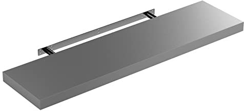 Casaria® Wandregal Holz Grau Hängeregal mit Halterung 15kg Tragkraft Küche Wohnzimmer Flur Schweberegal Bücherregal Regalbrett Schwebend Matt 90cm