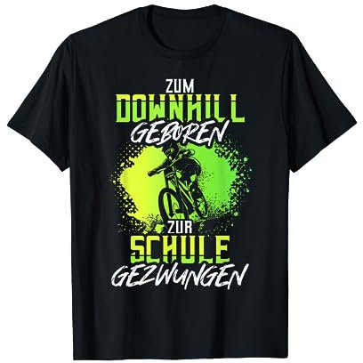 Zum Downhill Geboren Mountainbike Biker Geschenk Spruch MTB T-Shirt