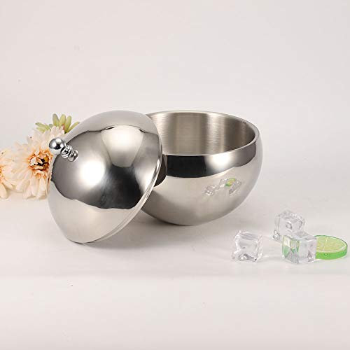 Eiskübel doppelwandiger Edelstahl Eiskübel mit Deckel, 2L Eisbehälter Eiskübel Eiskühler Weinkühler Sektkühler für Party