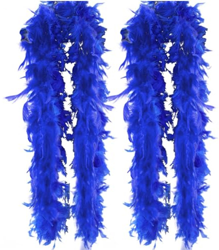 2 stycken fluffiga fjäderboa för pyssel, fjäderboa, 200 cm, fjäderhalsduk, turkos fjäderutklädningstillbehör, Halloween-hantverk, bröllopsdekoration, fjäderstola fjäderhalsduk kostym karneval