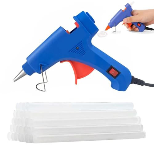 Chaude Pistolet a Colle,Pistolet à Colle,Pistolet Colle 20W,Avec 30 bâtonnets de colle thermofusible pour petits bricolage artisanal et entretien rapide à la maison et à l'école,Bleu