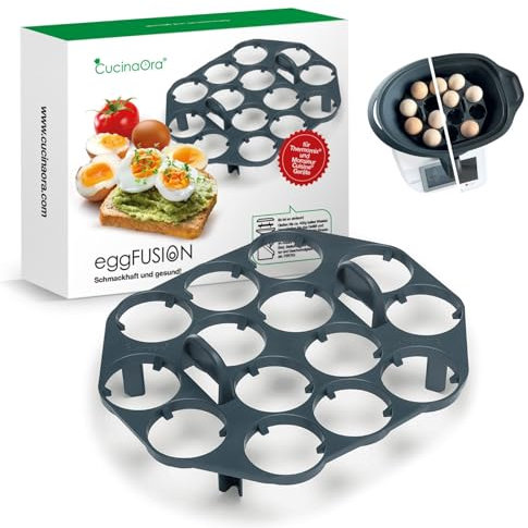 CucinaOra eggFUSION Supporto per 14 Uova, Compatibile con Accessori Bimby TM7, TM6, TM5, TM31 - Compatibile con Accessori da Cucina MC Smart Connect - Supporto per la cCottura Delle Uova