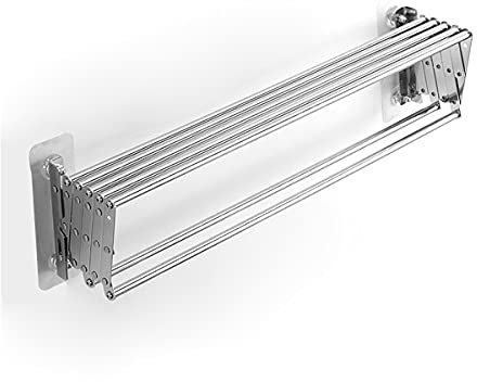 ServiettePorte-Serviettes Porte-Serviettes de Salle de Bain Porte-Serviettes Mural à 7 Bras en Acier Inoxydable Porte-Serviettes Pliant télescopique Extensible (Taille : 42-80 cm)