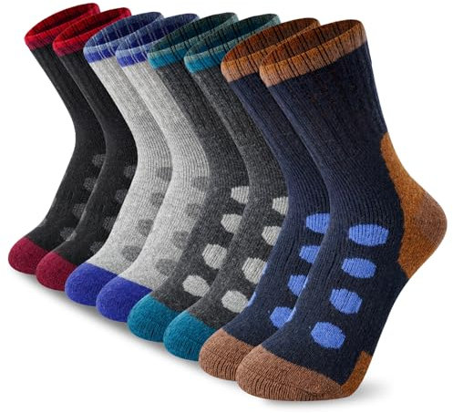 BISOUSOX 4 Paare Merino Wollsocken Kinder Winter Merino Wandersocken Kinder 4-7/8-12 Jahre Alt Dicke Warme Socken Thermosocken Kinder Socken Skisocken für Kinder Geschenk für Jungen&Mädchen