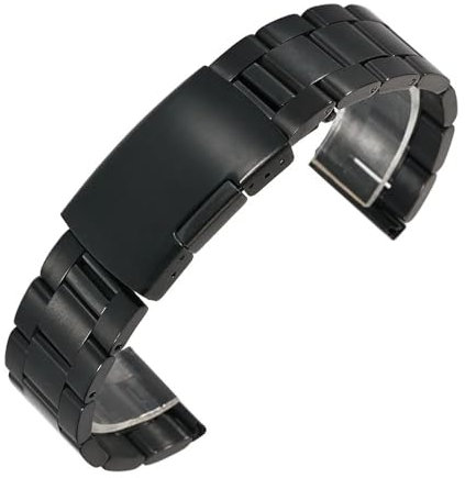 ERVDKXCOI Uhrenarmband Massiv Edelstahl Uhrenarmband Armband Uhrenarmbänder Edelstahl-Uhrenarmband Universal 18 mm 20 mm 22 mm Uhren-Edelstahl-Zubehör Uhrenarmband(Black,22mm)