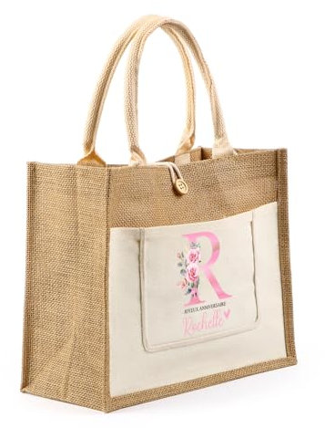 Glimmerday Wiederverwendbare Tragetasche, Personalisierte Strandtasche mit Namen, Jutetaschen, Brautjungfern-Tragetaschen, Damen-Tragetaschen, Einkaufstaschen, Geschenk zum Valentinstag