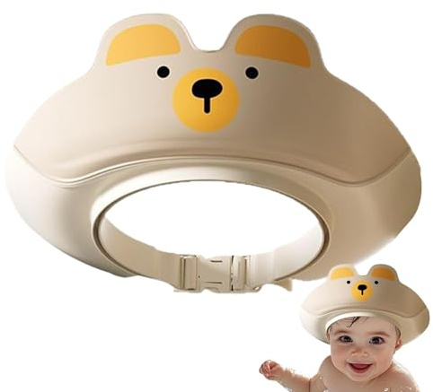 Cuffia da bagno per bambini con visiera per shampoo per bambini e bambine e ragazzi per la sicurezza dei bambini con cuffia per il lavaggio regolabile e pieghevole