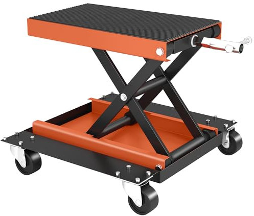 HOMCOM Motorradheber 500 kg Belastbar Motorradhebebühne 135-390 mm Höhenverstellbar Montagebock Fahrradreparatur-Scherenheber in Garage & Außenbereichen