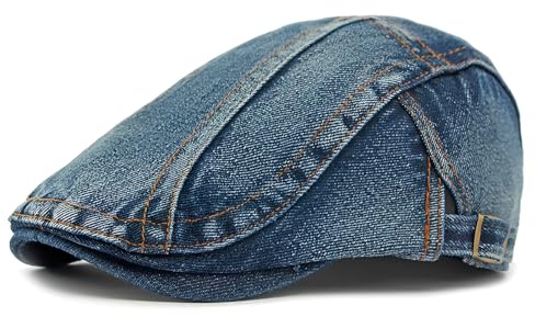 zhxinashu Coppola Uomo Invernale Casual, Basco Uomo, Coppola Invernale in Jeans e Cotone, Berretto per Escursioni, Caccia e Guida All'aperto(Blu Denim)