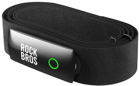 ROCKBROS Fascia Cardio Toracica Bluetooth e ANT+, Cardiofrequenzimetro Sensore Di Frequenza Cardiaca con Display LED, Impermeabile IP67, Ricarica Magnetica, Compatibile con Strava Zwift Wahoo Garmin