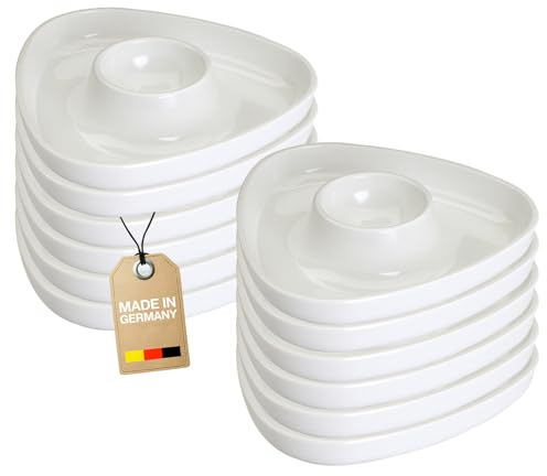 Westmark Coquetiers 12 pièces – Coquetiers triangulaires à Large Bord pour Bol et cuillère, empilables et Peu encombrants, Plastique de Haute qualité, Tri, Blanc, 207022E3