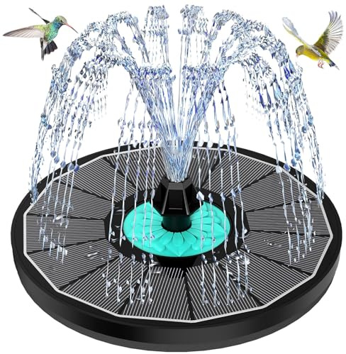 Fontaine Solaire, SZMP 2026 3.5W Pompe Solaire Bassin Exterieur avec 7 Buse pour Bain d'oiseau, Piscine, Patio, Décoration de Jardin (Noir)