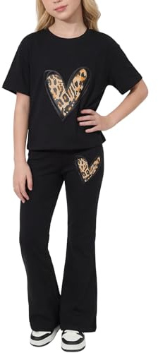 Valcatch Girls Clothes Tracksuits Set 2 Piece Black Heart,12 Years
