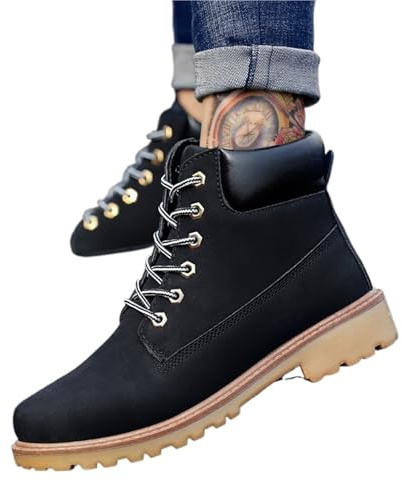 LOVSSU Scarpe da Equitazione, Stivali Western Alti Casual Uomo(Black,45)