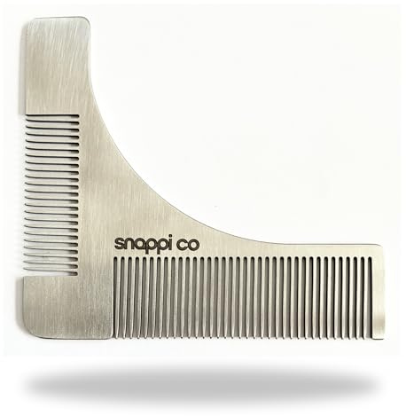 Snappi Co Beard Shaper Tool for Men | Stainless Steel Curved Beard Shaping Guide | Built-In Comb for Grooming, Shaving & Trimming