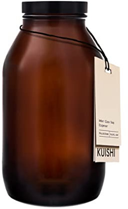 Kuishi 500ml Brown Amber Glass Storage Jars, Black BPA-Free Plastic Lid, UV Protective Glass Container, Grains and Decoration Storing Jar