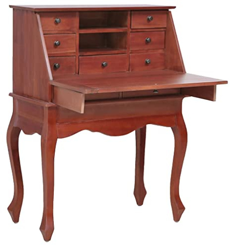 vidaXL Mahagoniholz Massiv Sekretär Schreibtisch Klassisch Bürotisch Arbeitstisch Schreibsekretär Schreibkommode Massivholztisch Braun 78x42x103cm