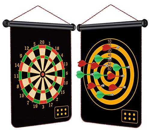 Magnetic Dart Board for Kids, Roll Up Magnetic Dartboard, Indoor and Outdoor Games for Kids with 12 Safe Darts for boys
