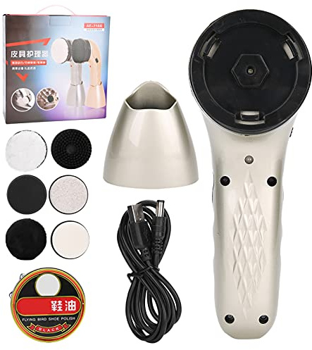 Lucidascarpe Elettrico, Kit Portatile per la Cura della Pelle, Kit Lustrascarpe Elettrico, Kit Lustrascarpe in Pelle per la Pulizia e Lucidatura delle Scarpe(Champagne)