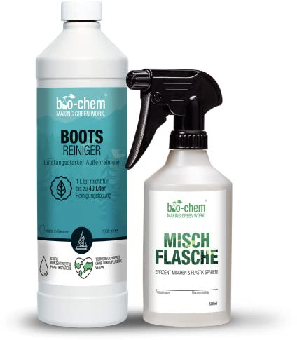 bio-chem Bootsreiniger Konzentrat - 1 Liter + Mischflasche - Schiffsrumpfreiniger Schlauchboot-Reiniger Wasserpass-Reiniger für Boot, Schiff, Yacht, Kajak