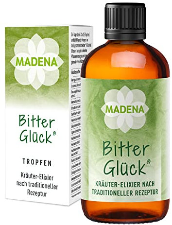 MADENA BitterGlück Original mit 18 Bitterkräuter-Extrakten Bitterstoffe Tropfen 100 ml nach Hildegard von Bingen