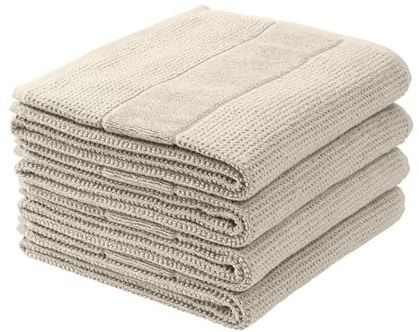 Schiesser Handtuchset Turin | Frottier | 4-teilig | Reiskornoptik | 100% Baumwolle | flauschig, saugstark, farbecht | Oeko-Tex® Made in Green Zertifiziert | Kordelaufhänger | 50x100cm | Heltaupe