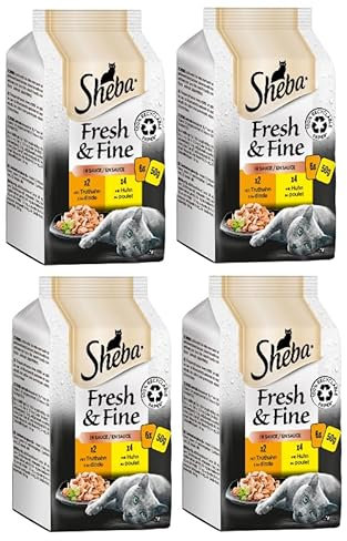 SHEBA Portionsbeutel Multipack Fresh & Fine in Sauce mit Truthahn und mit Huhn 4 x 6x50g