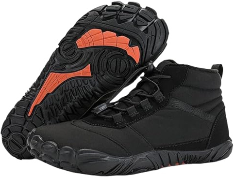 JYEVERC Men's Winter High-Top Athletic Trail Running Shoes, (Black, Size: 39 EU / 6 UK)