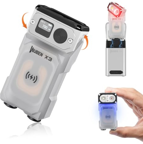 WUBEN X3 Mini Torch with Rechargeable Charging Box 180 Degree EDC Keychain Torch Twist Ip65 Waterproof Magnet Pocket Torch 10 Mode Type-C Lanyard for Camping, Outdoor, Inspection, Gift