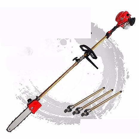 MEIVIYA Taille-Bordures et Coupe-Bordure 52cc Longue portée pôle tronçonneuse télescopique pôle Essence scie à chaîne débroussailleuse Arbre sécateur avec 3 Extensions Poteau Outils de Jardin