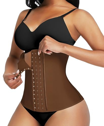 FeelinGirl Midjetränare Latexkorsett för Damer Midja Tränare med 9 Stålstruktur för Viktminskning Träning Midja Cincher Sport Underbröstkorsett Magkontroll Plusstorlek med Haka