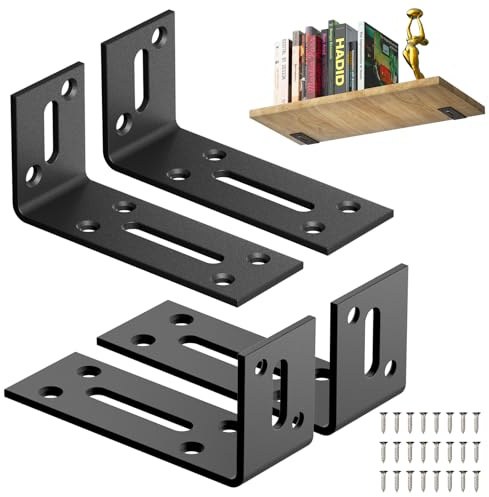 Lot de 4 Équerre Métal Noir 80 x 40 mm Équerre de Fixation