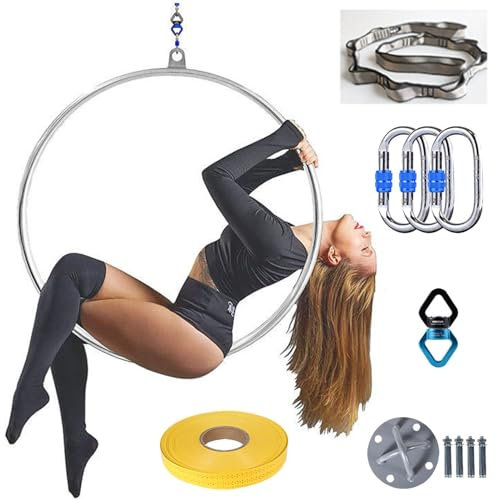 Set di cerchi aerei, cerchi aerei professionali, attrezzatura per cerchi aerei a punto singolo in acciaio inossidabile, cerchi aerei per il fitness da circo, cerchi aerei per yoga per casa,85cm-2.5cm