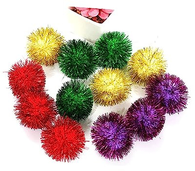 BESPORTBLE 30st Färgglada Mini Tinsel Bollar För Katter Glittrande Pom Pom Kattleksaker Med Roliga Och Interaktiva Leksaker För Inomhuskatter