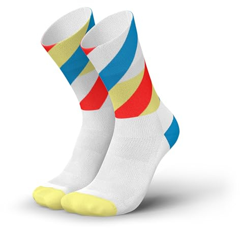 INCYLENCE Calzini da corsa per uomo e donna con leggera compressione, 1 paio, Loops White Blue Inferno, 39-42