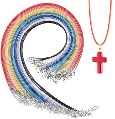 Luxeu Cordoncino per Collane, 30 Pezzi Cordino Collana, Cordoncino Cerato con Chiusura, Cordino per Braccialetti, Laccio per Ciondoli, Gioielli Fai da Te, Artigianato