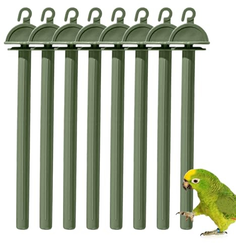 Soporte de perca de pájaro, perchas de pájaro, 8x aves Cage Perch Stand, juguetes para masticar, entrenamiento de pata de ejercicio para loros, pequeños periquitos, parakets, orientes, calopsittes, co
