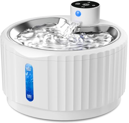 Fontaine a Eau Chat sans Fil, 2,8 L Fontaine à Eau pour Chat et Chiens Silencieuse avec Detecteur de Mouvement, 4000mAh Rechargeable Batterie, Distributeur Eau Chats Automatique