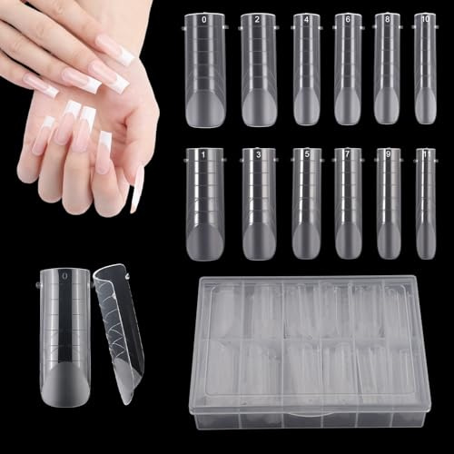 120 Pezzi Unghie Finte Nail System Dual Nail Form, 12 Dimensioni Forme Doppie per Unghie, Riutilizzabile Nail Dual Forms Mold, con Scala Graduata, per Estensione in Gel Polimerico, Copertura Completa