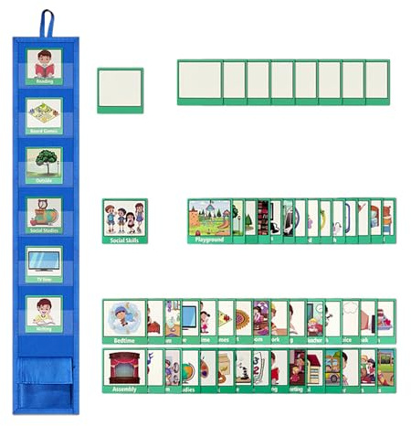 Horario diario para el hogar - Tarjetas visuales de bolsillo, tareas de organizador, herramienta de aprendizaje de apoyo conductual | Ayuda educativa en el aula, rutina para la hora de acostarse para